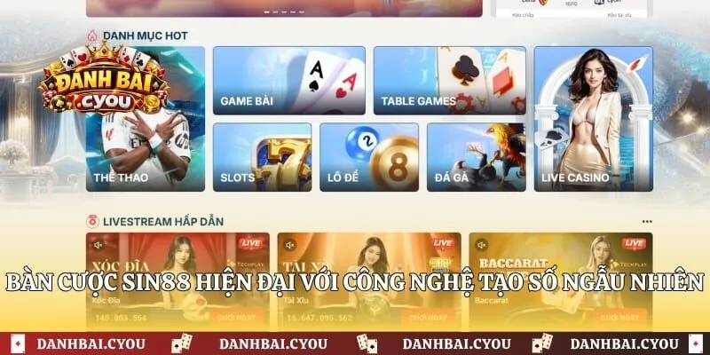 Bàn cược Sin88 hiện đại với công nghệ tạo số ngẫu nhiên